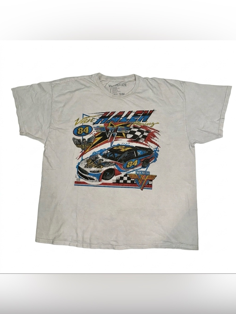 Van Halen Racing 84 Graphic T-Shirt Gray Mens Rock Band Tee